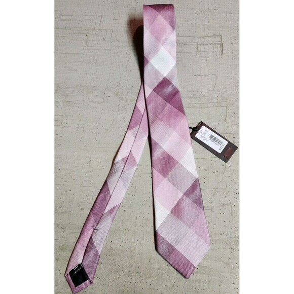 Nwt Murano Mens Pink Plaid Neck Tie Silk Italy Preppy Baby Holiday Church Gift - Picture 1 of 7